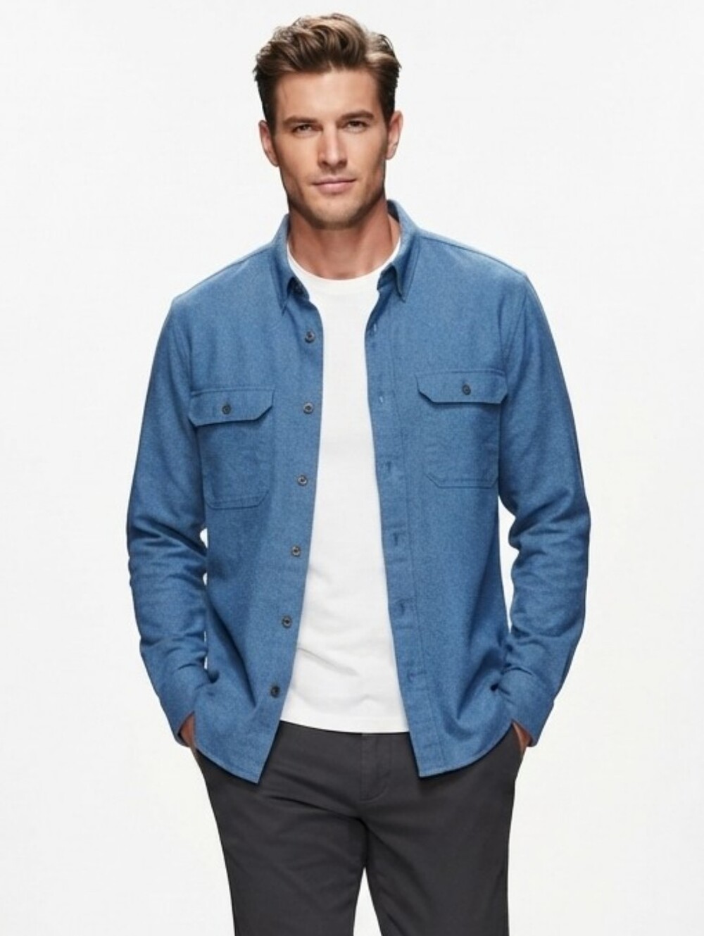 Banana Republic Blue Standard Fit Cotton Flannel Button Down Shirt Medium